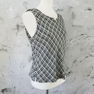 PERCEPTIONS 80s Vintage Black Cream Plaid Camisol
